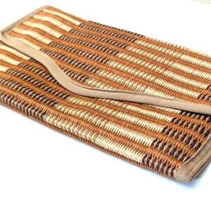 Vintage Brown and Tan Woven Clutch